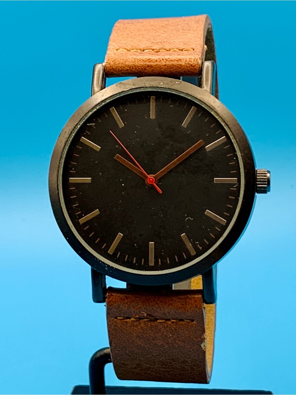 Men’s Minimalist Fashion Quartz Wristwatch Faux Leather Working New Battery